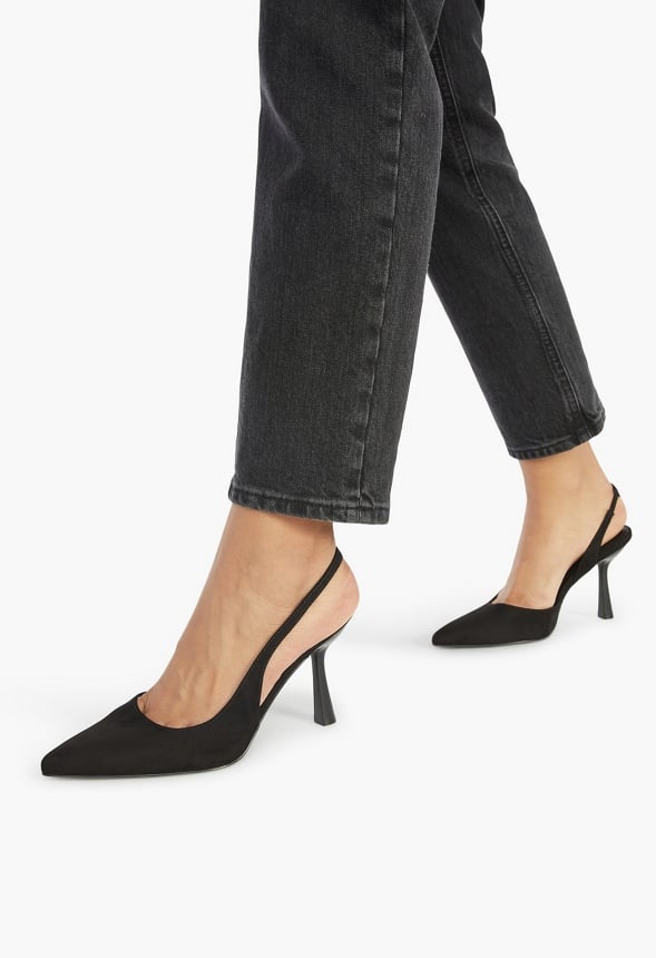 Brit Sling-Back Flared Pump Black Caviar