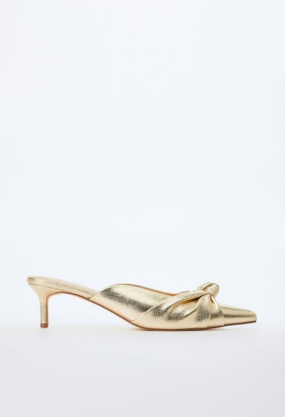 Freya Heeled Mule Pump Gold