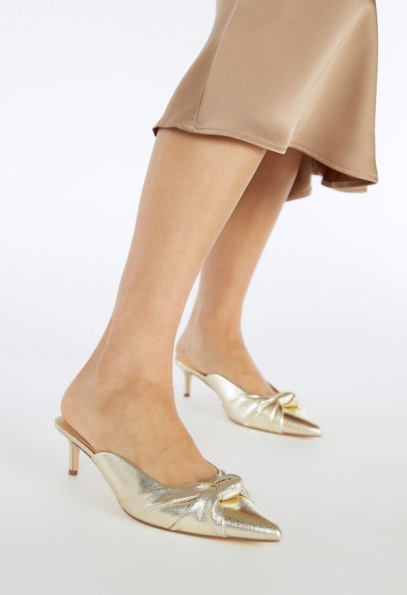 Freya Heeled Mule Pump Gold