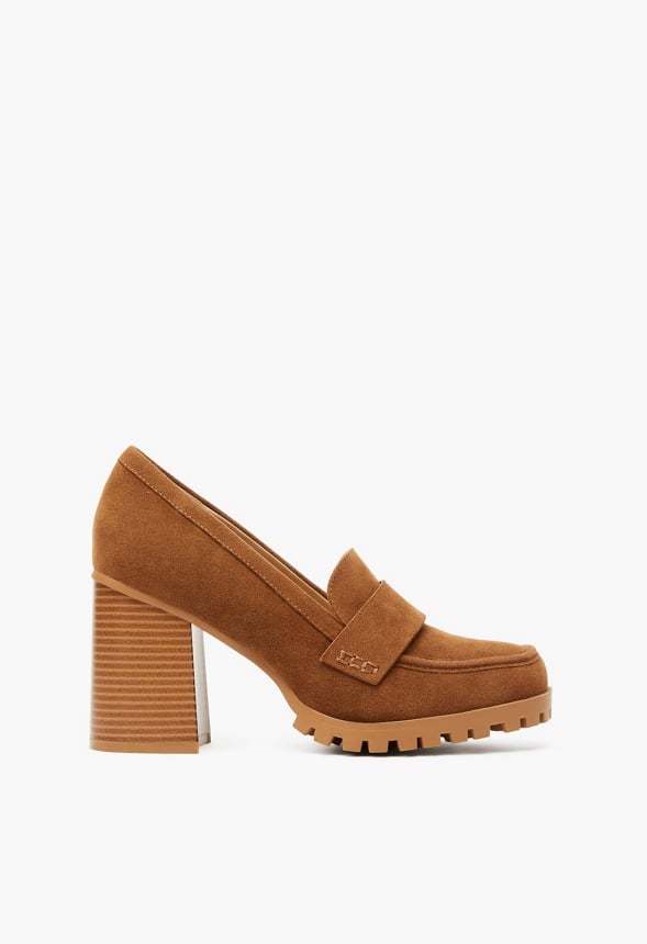 Nora Block Heeled Pump Camel