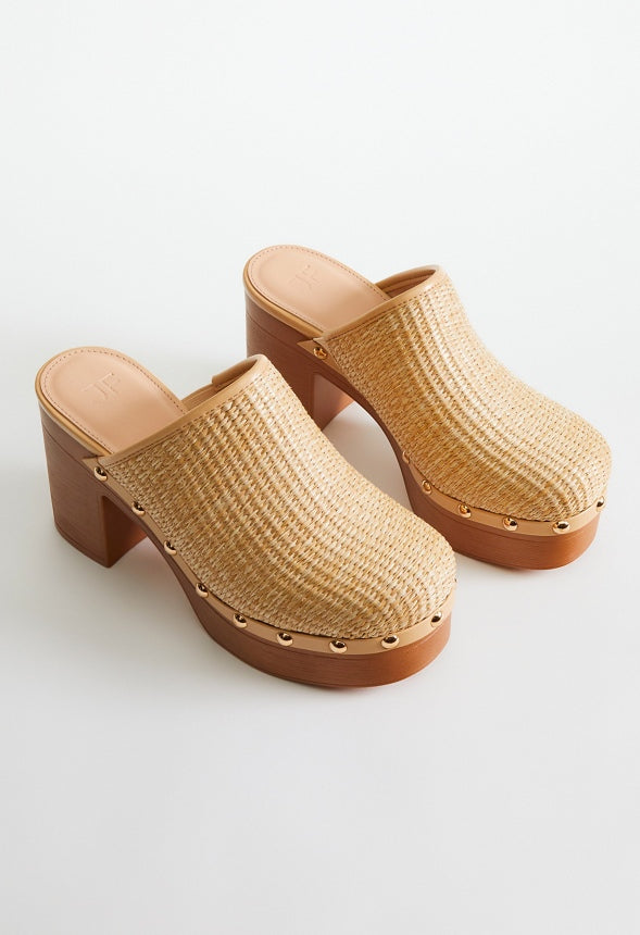 Penelope Block Heeled Mule Natural
