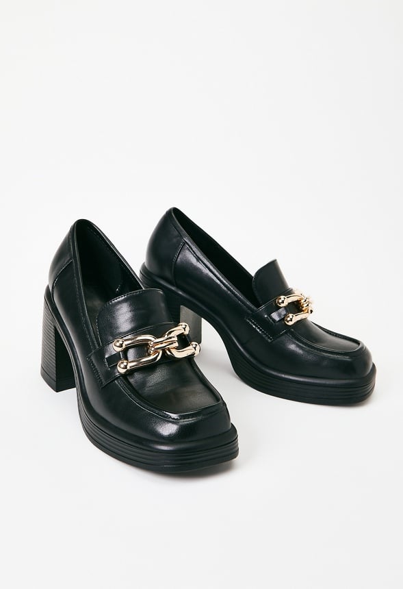 Daria Block Heeled Loafer Court Black
