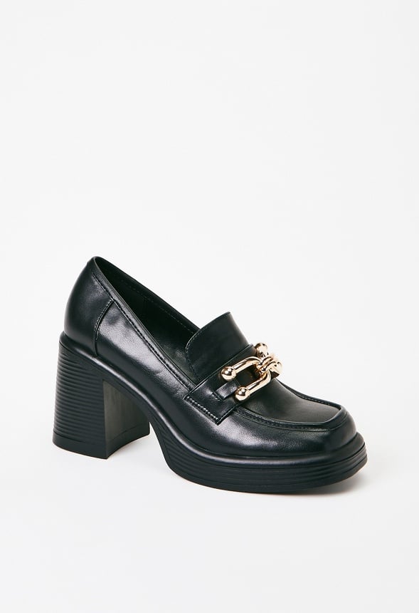 Daria Block Heeled Loafer Court Black