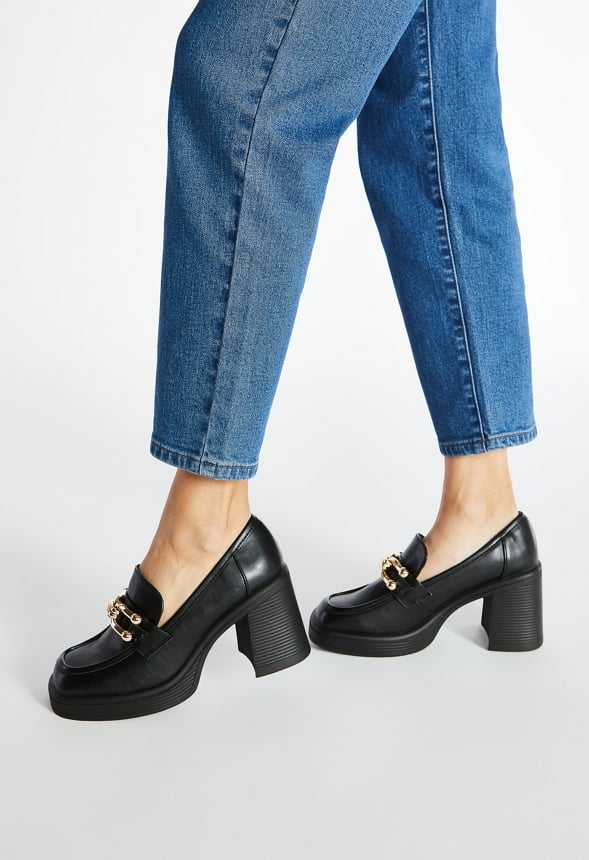Daria Block Heeled Loafer Court Black