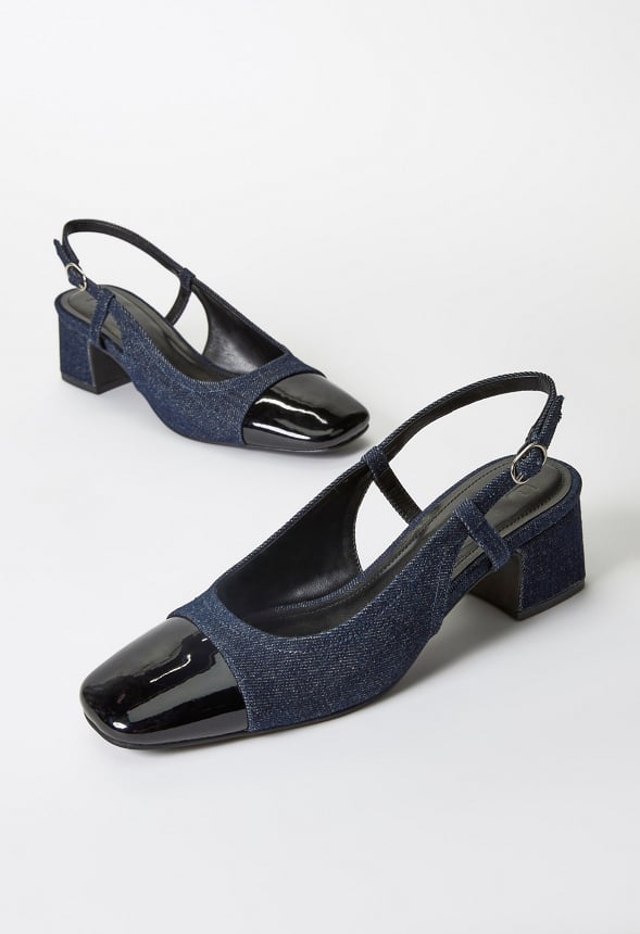 Gracie Slingback Court Dark Denim/ Black