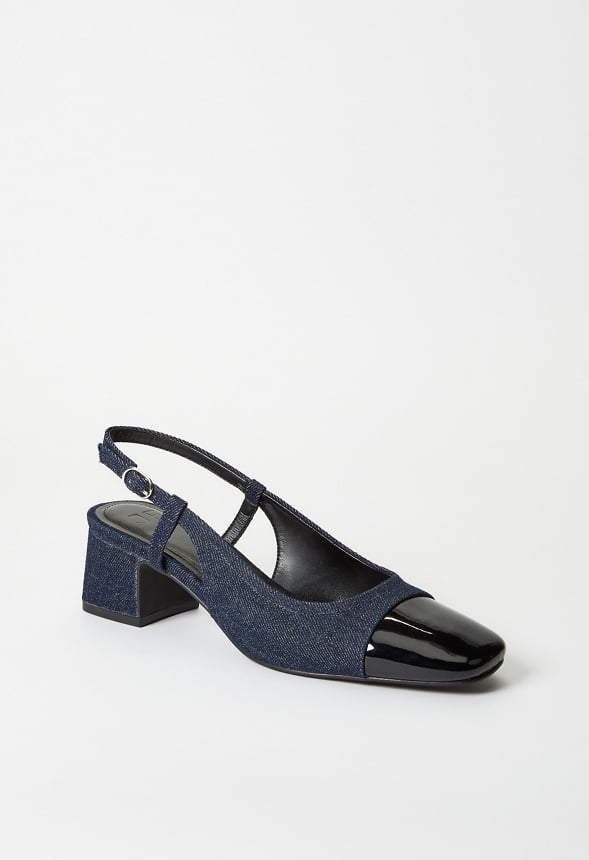 Gracie Slingback Court Dark Denim/ Black
