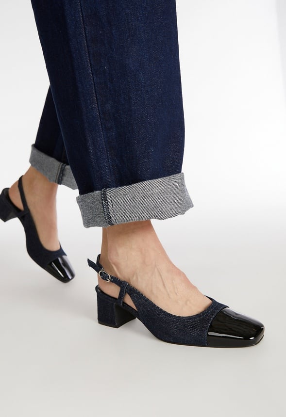 Gracie Slingback Court Dark Denim/ Black