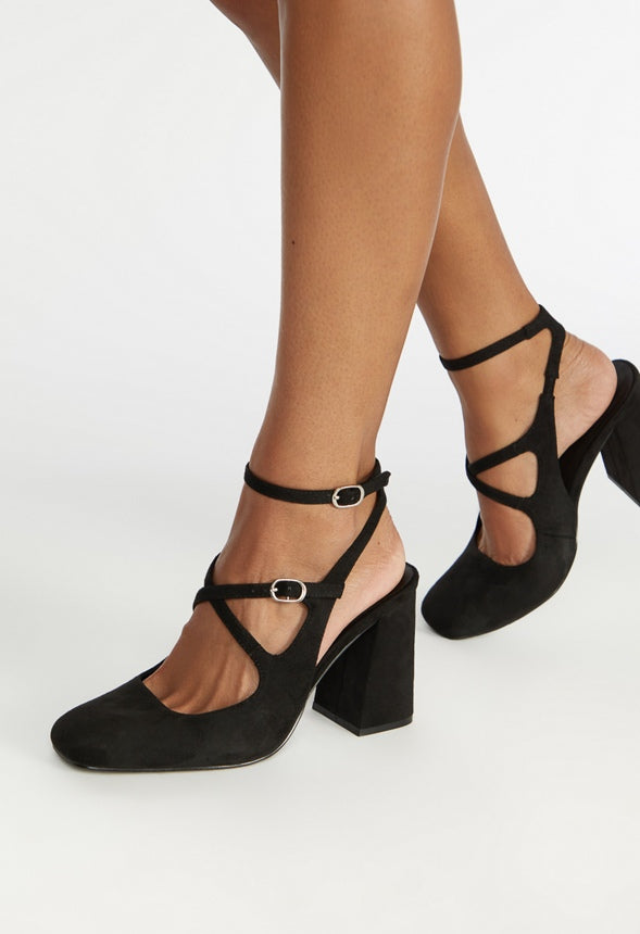 Shauna Ankle Strap Pump Black