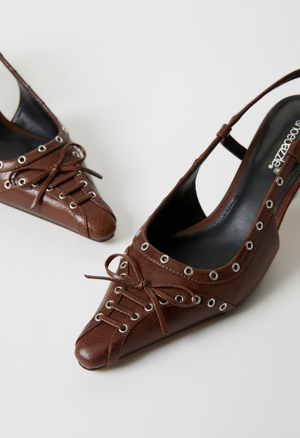 Ashlin Slingback Pump Leather Brown Distressed