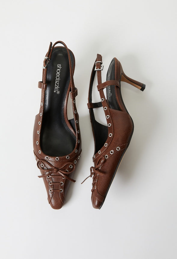 Ashlin Slingback Pump Leather Brown Distressed