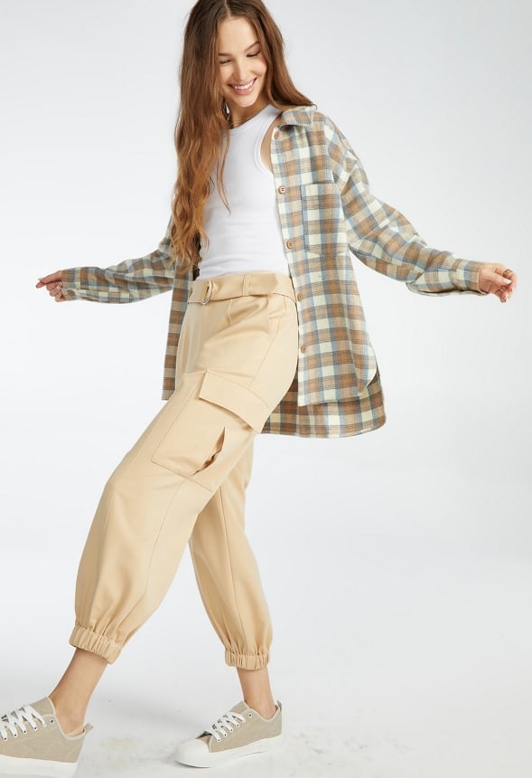 Belted Cargo Trousers Semolina Beige