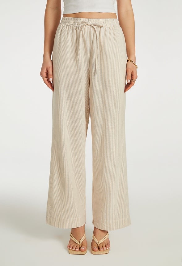 Pull-On Wide Leg Cropped Pants Doeskin / Marshmallow White