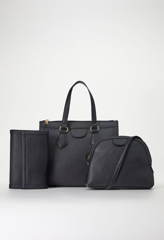 Zippered Satchel Set Black