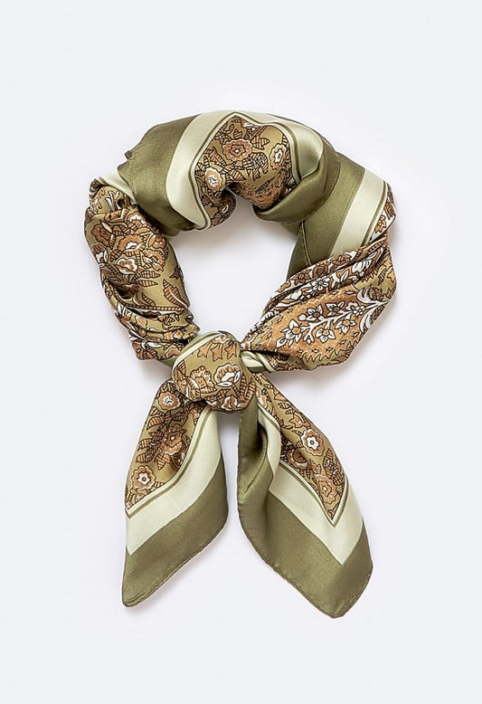 Daya Khaki Paisley Print Scarf Khaki Mix