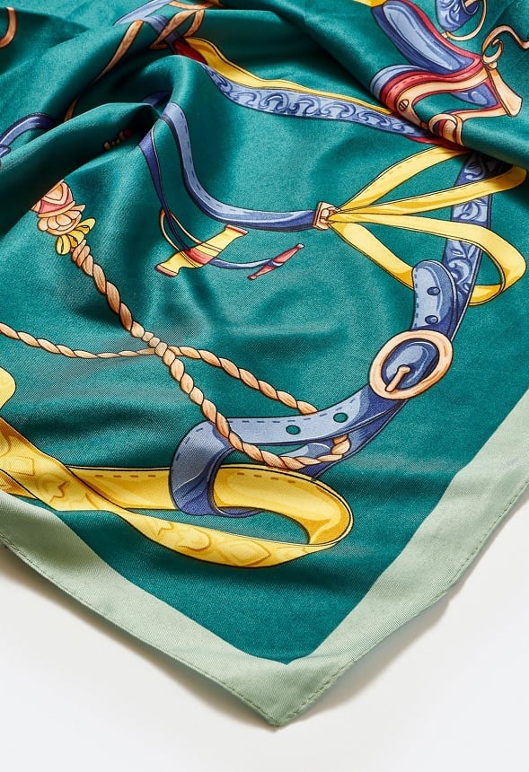 Eden Abstract Multicoloured Print Silk Like Scarf Teal Mix/ Fabric
