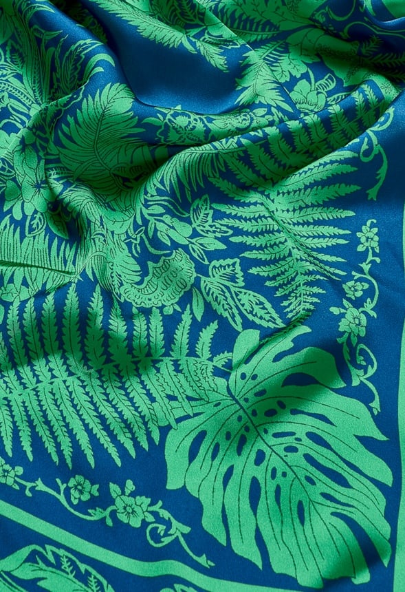 Kim Silk Like Paisley Scarf Blue/ Green Mix