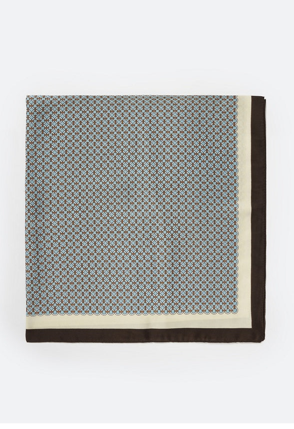 Riley Geometric Print Silklike Square Scarf Blue