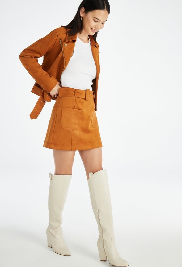 Suede Mini Skirt Roasted Pecan