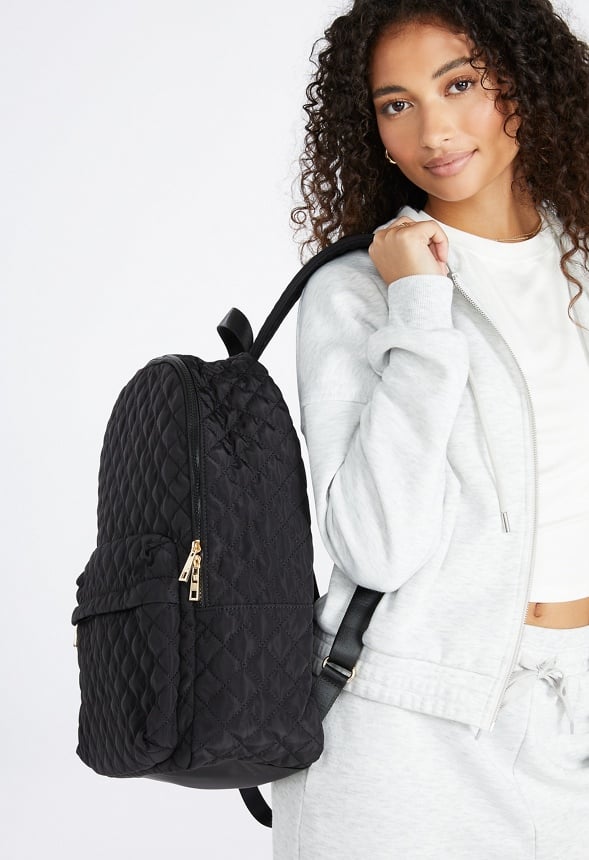 Quilted Nylon Rucksack Black