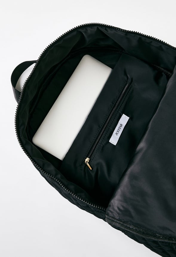 Quilted Nylon Rucksack Black