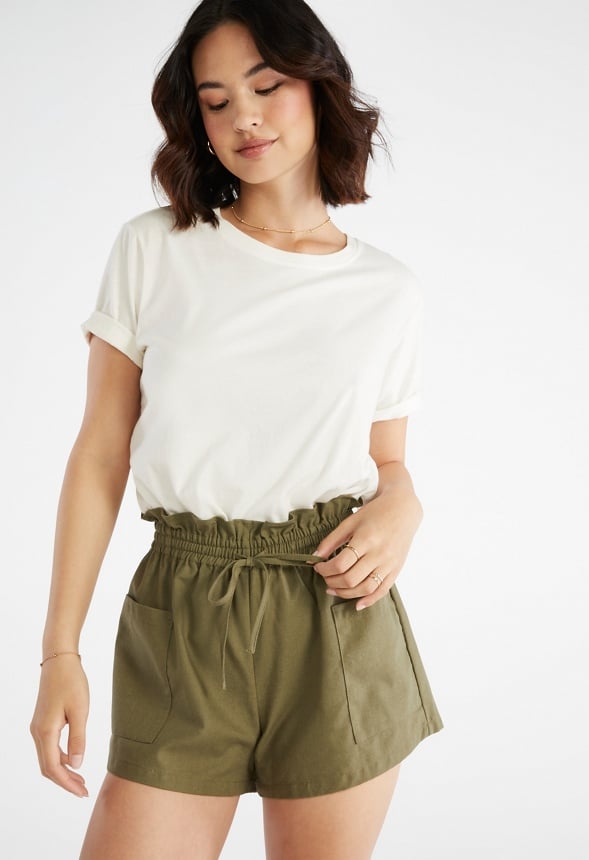 Paperbag Linen Shorts Burnt Olive