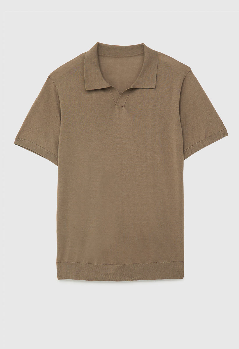 Men's Wool Blend Short Sleeve Silk Soft Knit Polo