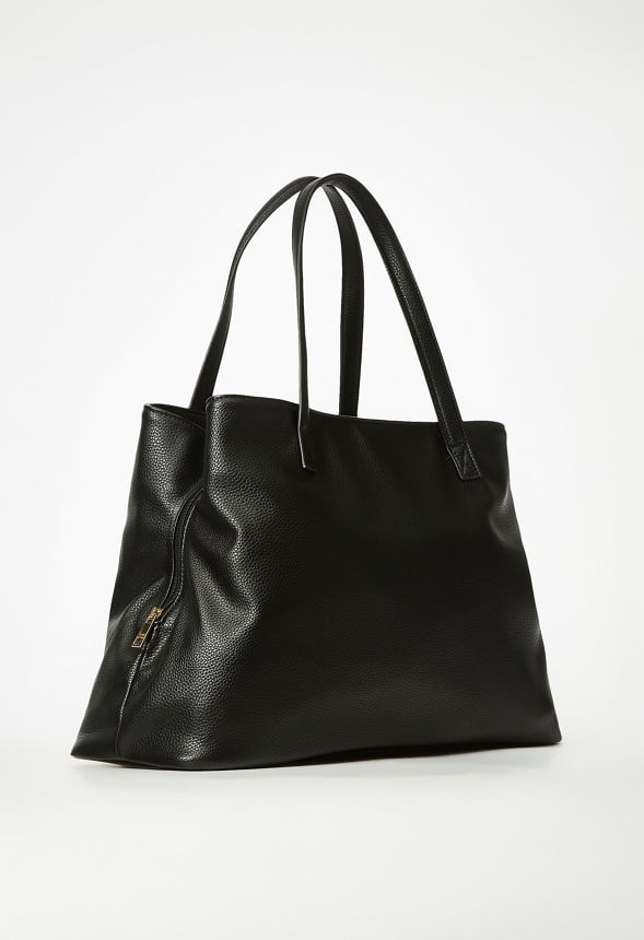 Triple Compartment Satchel Black