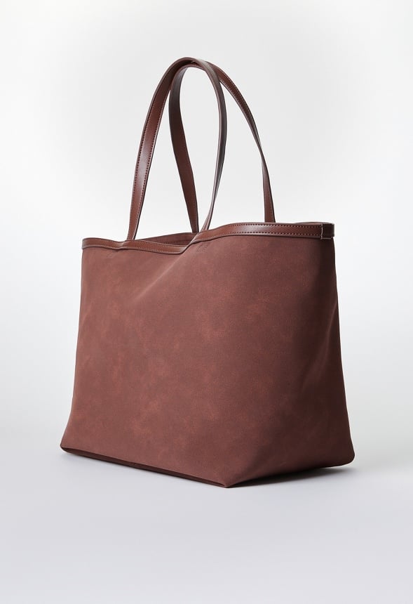 Woven Pocket Tote Chocolate Brown