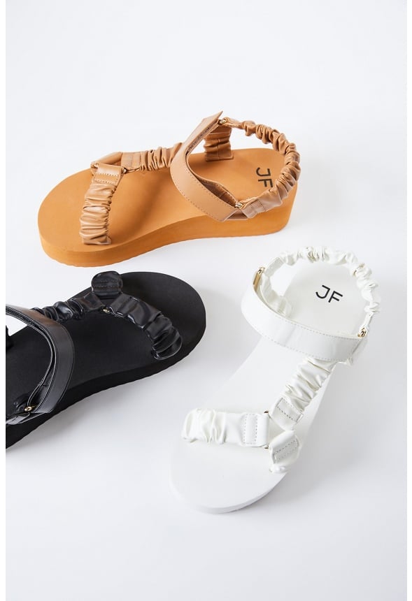 Taneisa Rouched Strap Wedge Light Camel