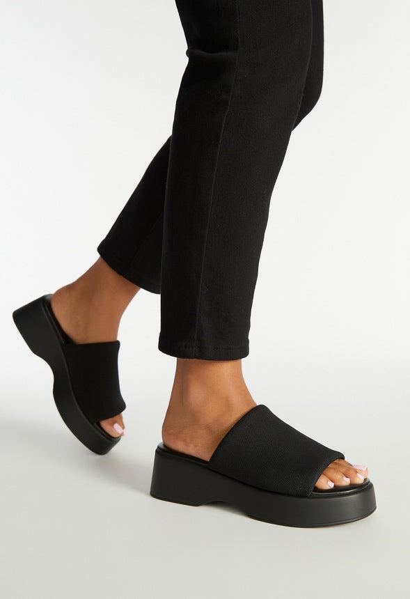 Effie Platform Slide Sandal Black Caviar
