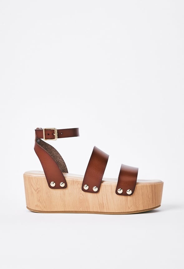 Azure Platform Sandal Leather Brown
