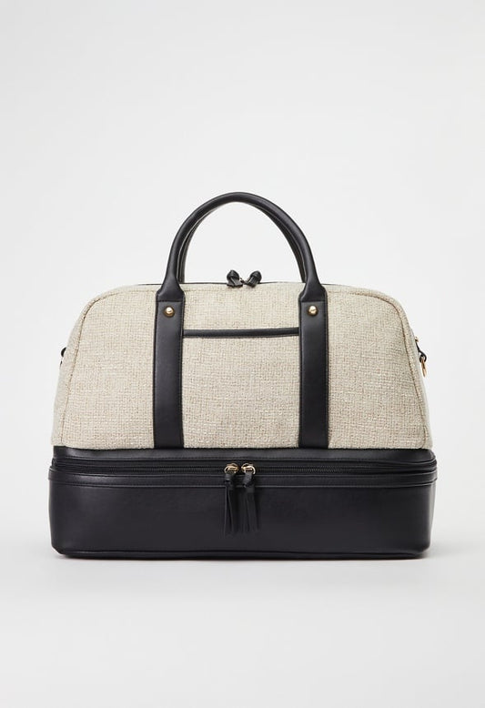 Panelled Weekender With Shoe Compartment Cognac