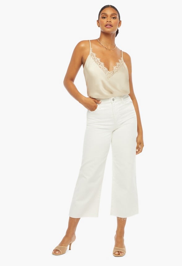 Lace Trim Cami Top Champagne