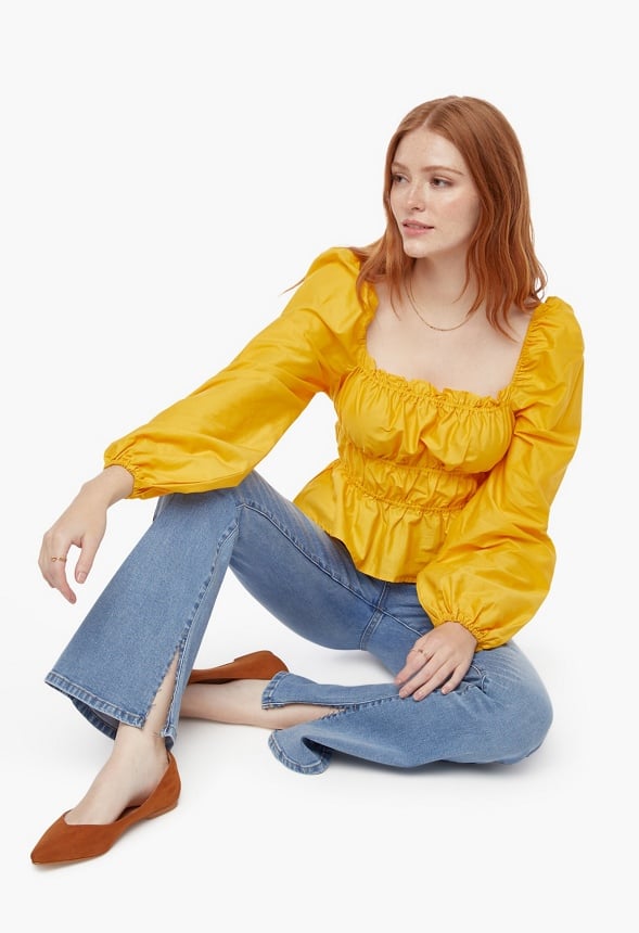 Smocking Poplin Top Golden Rod