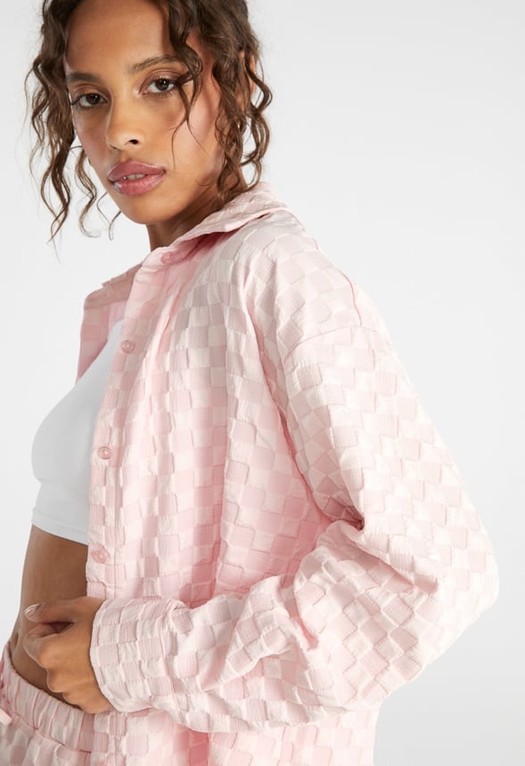 Textured Men Shirt Pink