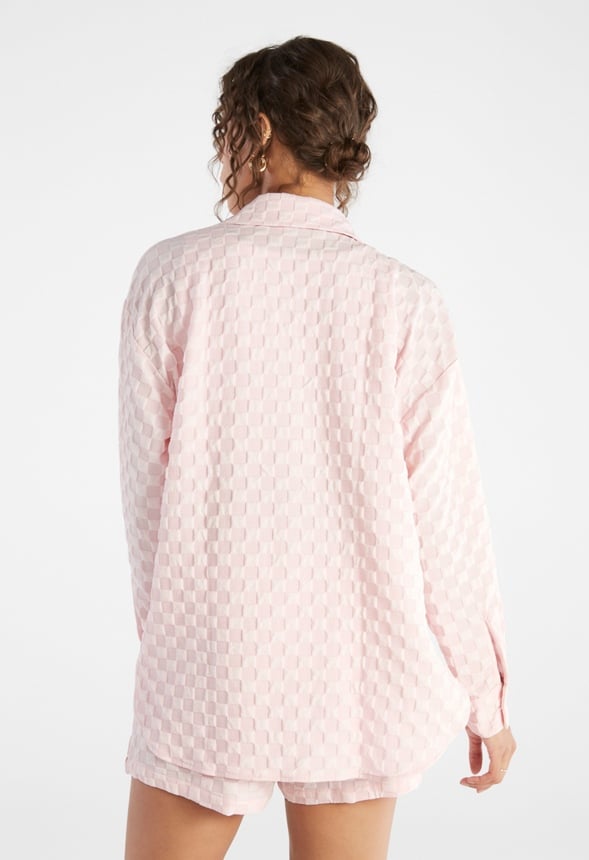 Textured Men Shirt Pink