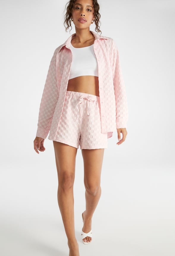 Textured Men Shirt Pink