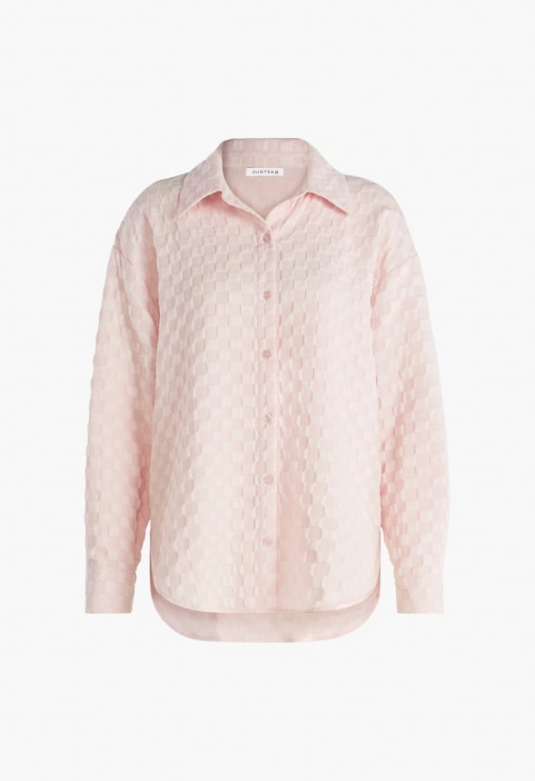 Textured Men Shirt Pink