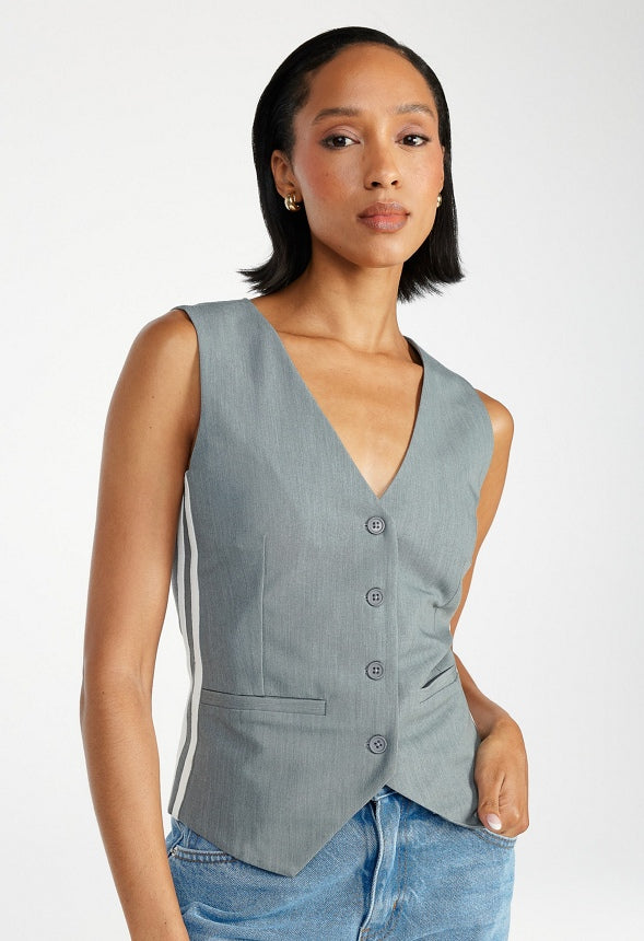 Tailored Vest Light Heather Grey/ White Stripe