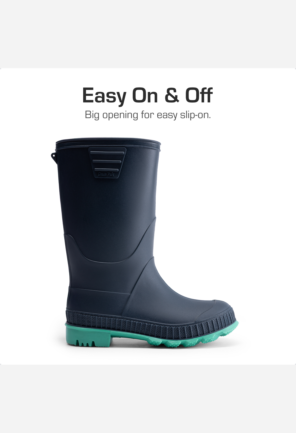 Kids Lightweight Easy-On Rain Boots Non-Slip Outdoor Shoes